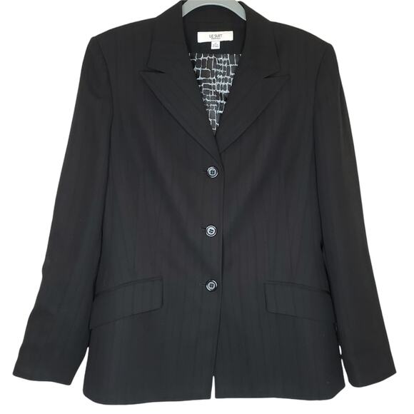 Le Suit Classic Single Breast Stripe Jacket Blazer, 12 - Picture 8 of 9